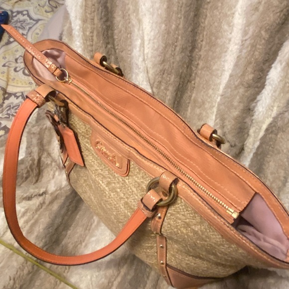 Coach Straw Tote with Distressed Embossed Details - Picture 9 of 16